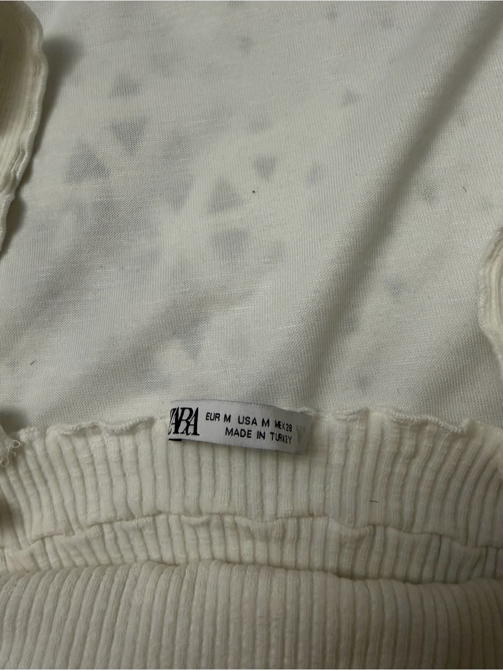 Zara Ribbed Cream Crop Tank Top - Picture 2 of 3